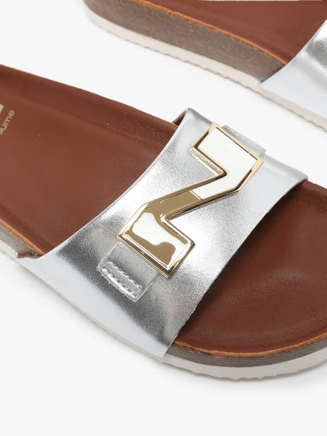 Mules En Cuir Nathan baume Argent accessoires 241N70 vue secondaire 1