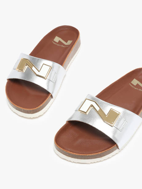 Mules En Cuir Nathan baume Argent accessoires 241N70 vue secondaire 3