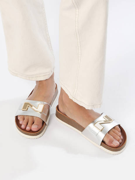 Mules En Cuir Nathan baume Argent accessoires 241N70 vue secondaire 2