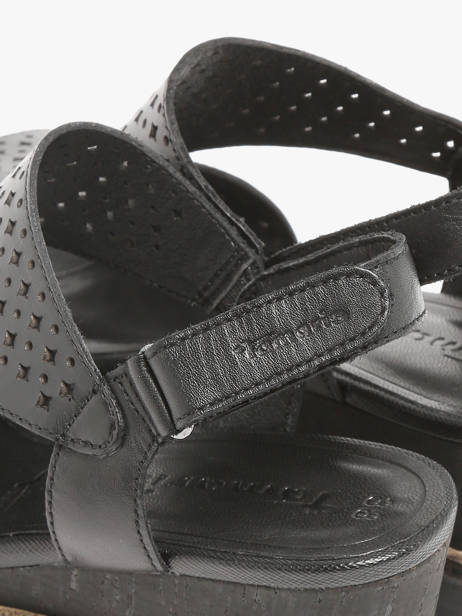 Sandales Talon Compensé En Cuir Tamaris Noir accessoires 42 vue secondaire 2