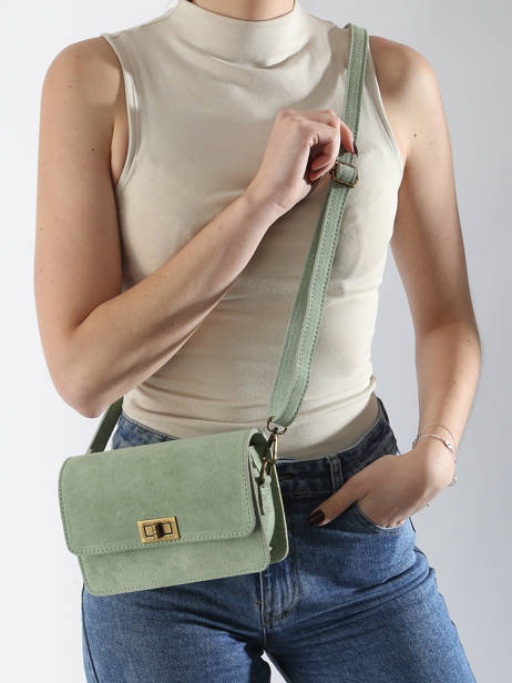 Shoulder Bag Velvet Leather Milano Green velvet VE24115 other view 1