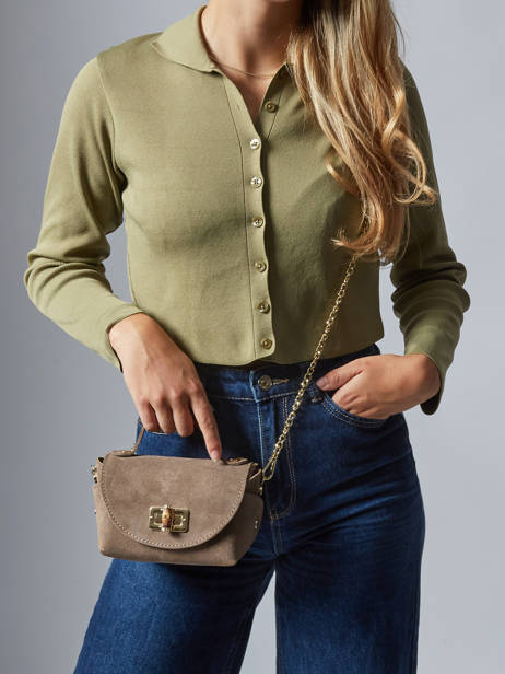 Crossbody Bag Velvet Leather Milano Brown velvet VE24117 other view 1