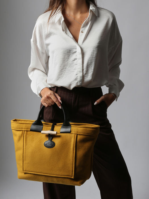 Longchamp Le roseau toile duffle coat Sacs porté main Jaune