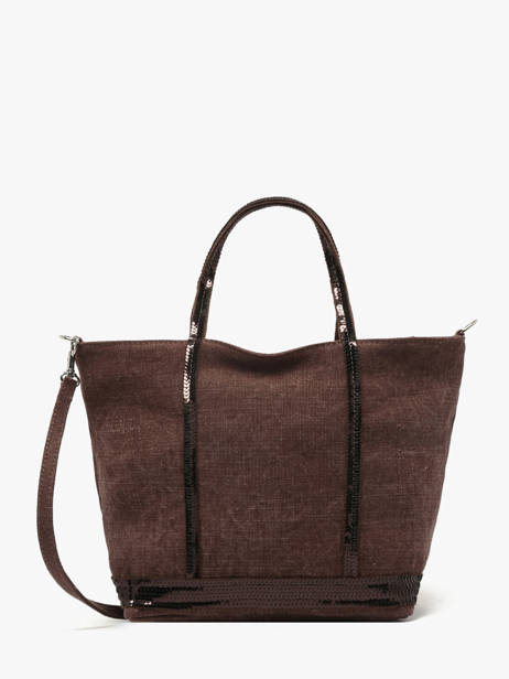 Petit Cabas Zippé Lin Et Paillettes Vanessa bruno Marron cabas lin 31V40435
