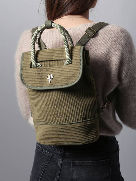 Backpack Le voyage en panier Green velours AHP241 other view 1
