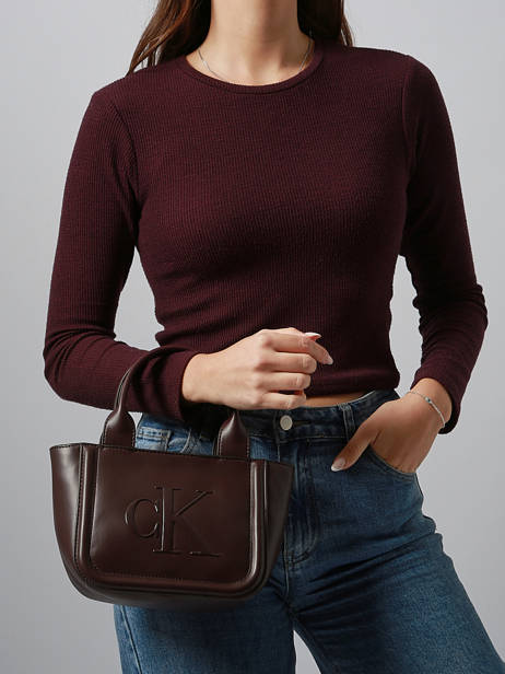 Sac Porté Main Bold Monogram Calvin klein jeans Marron bold monogram 4F3219G vue secondaire 1