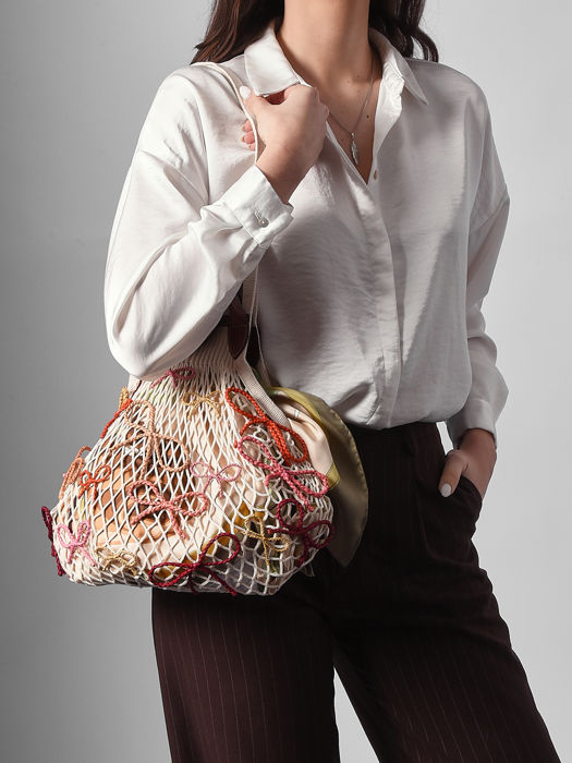 Longchamp Le pliage filet raphia Besaces Beige