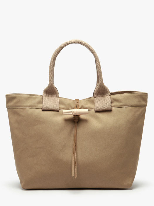 Longchamp Le roseau toile Sacs porté main Beige