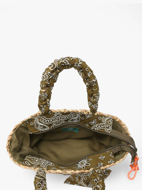 Sac Porté Main Bandana Paille Le voyage en panier Vert bandana PM968 vue secondaire 3