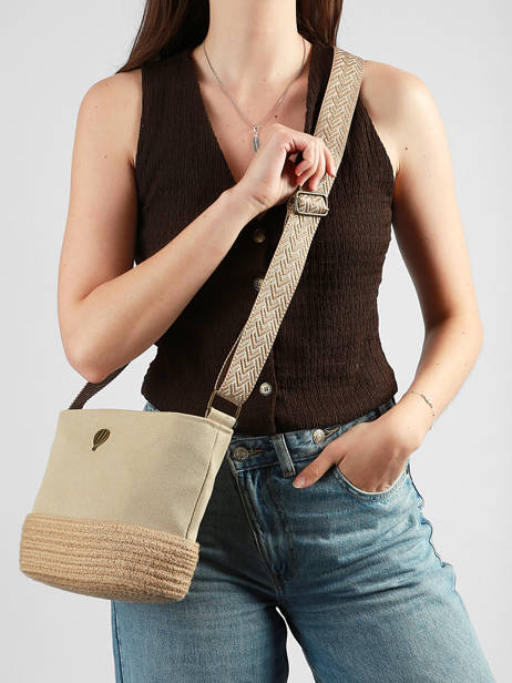 Sac Bandoulière City Coton Le voyage en panier Beige city PM962 vue secondaire 1