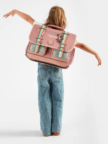 Cartable Enfant 2 Compartiments Vintage Fantasy Cameleon Rose vintage fantasy CA38 vue secondaire 2