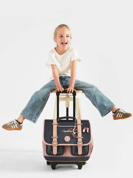 Cartable à Roulettes Enfant 2 Compartiments Vintage Fantasy Cameleon Bleu vintage fantasy CR38 vue secondaire 2