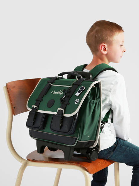 Cartable à Roulettes 2 Compartiments Cameleon Vert vintage urban CR38 vue secondaire 2