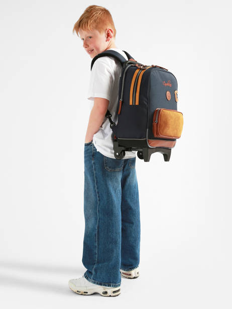 Sac A Dos à Roulettes 2 Compartiments Cameleon Bleu vintage urban SR40 vue secondaire 2